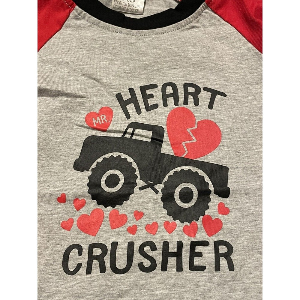 NEW Boutique Valentine's Day Monster Truck Boys Long Sleeve Shirt XXS (6-12M) - Picture 2 of 2